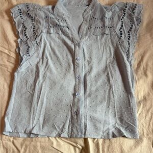 Women's Light Blue Eyelet Blouse